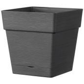 Jardinière carrée avec soucoupe, Deroma, intérieur et extérieur, 6,69 po., anthracite