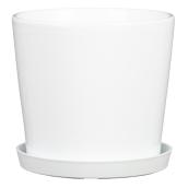Scheurich Pot Cover with Integrated Saucer, Ceramic, 6.3-In, White