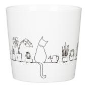 Cache-pot rond Scheurich, Vue de chat, intérieur, céramique, 5,12 po, blanc