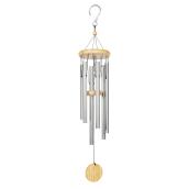 Exhart 30-in Silver and Natural Wood Metal Medium Wind Chimes
