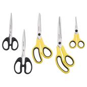 Fuller Tool All Purpose Scissor Set - 5 Pack - Stainless Steel - Black and Yellow