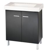 Facto Marsala Vanity with Vitreous China Integral Sink - 30-in W x 15.3-in D x 35-in H - Black Cabinet with 2 Doors