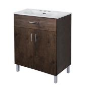 Meuble-lavabo à 2 portes, couleur noyer