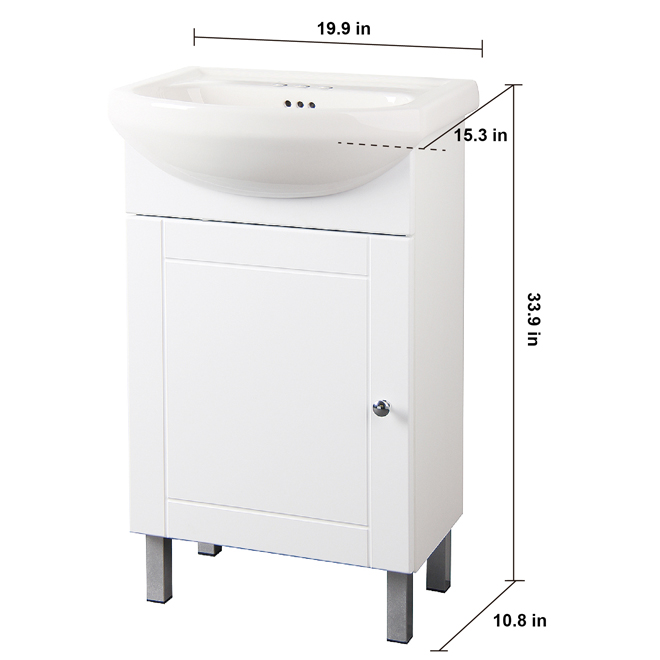 Project Source 20-in 1-Door White Elevated Vanity with Sink