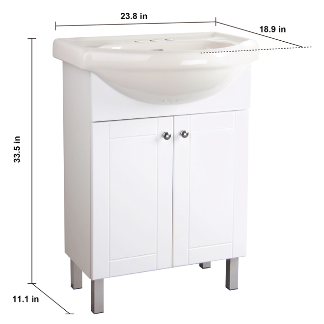 Project Source 24-in 2-Door White Elevated Vanity with Sink