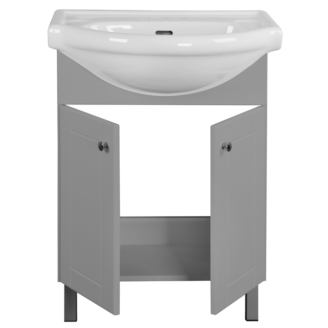 Project Source 24-in Gray Single Sink Bathroom Vanity with White Cultured  Marble Top in the Bathroom Vanities with Tops department at