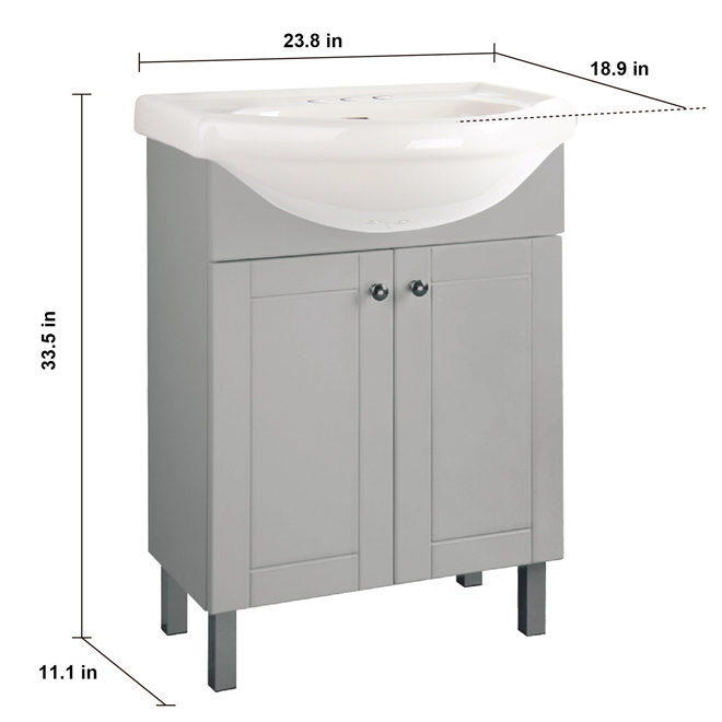 Project Source  24-in 2-Door Grey Bathroom Vanity