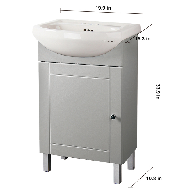 Project Source 20-in 1-Door Grey Bathroom Vanity