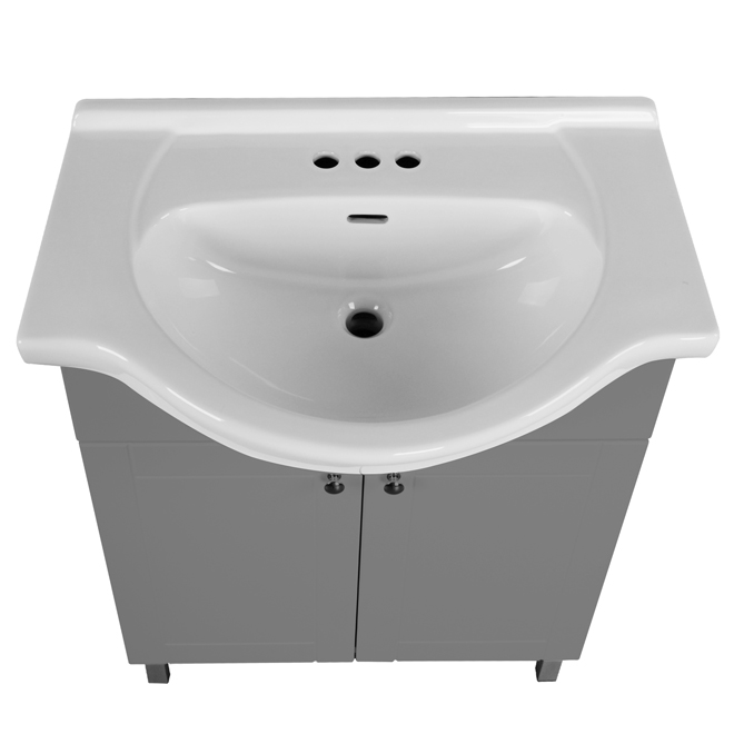 Project Source 30-in 2-Door Grey Elevated Vanity with Sink