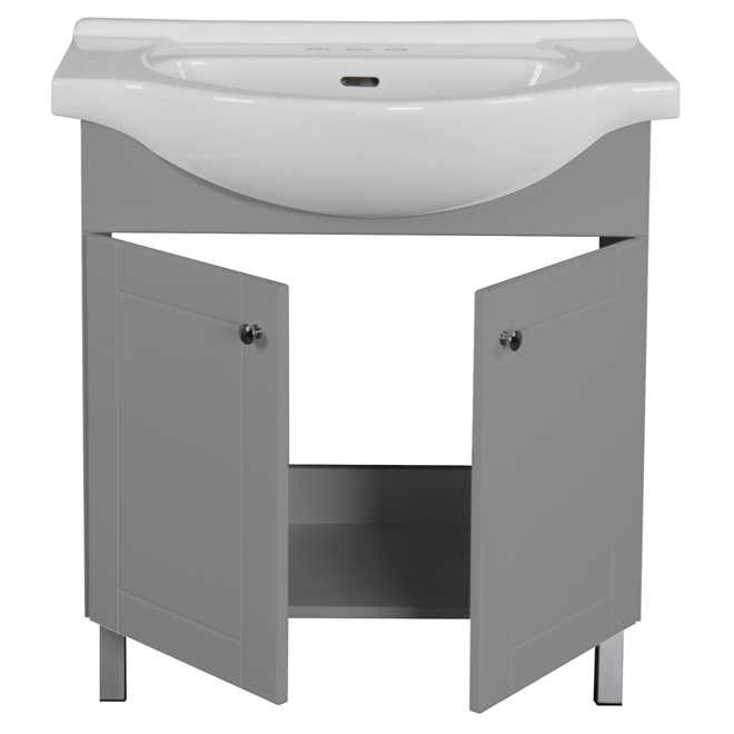 Project Source 30-in 2-Door Grey Elevated Vanity with Sink