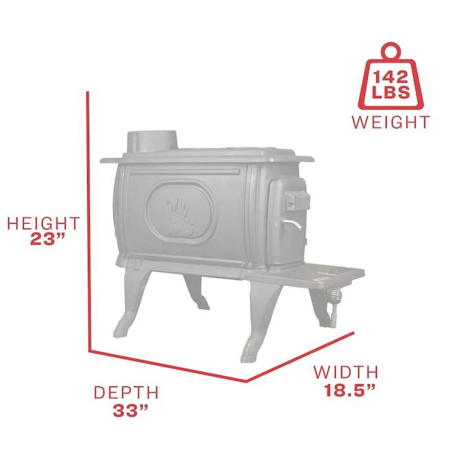 US STOVE CO. US Stove 900 Sq. Ft. Rustic Cast Iron Log Wood Stove