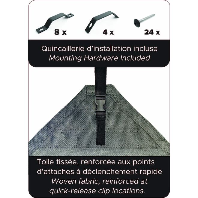 Toile pour pergola Korto Structures en polyéthylène haute densité gris de 10 pi x 12 pi