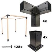 Korto Structures 4 x 4-in Wood Beam Pergola Black Metal Hardware Kit