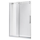 Uberhaus Dettifoss Sliding Shower Door - Clear Tempered Glass - Chrome Finish - Industrial Style