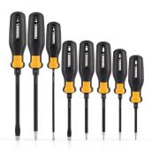 ToughBuilt Screwdriver Set with Magnetic Tip and Ergonomic Rubber Handle - 8-Piece