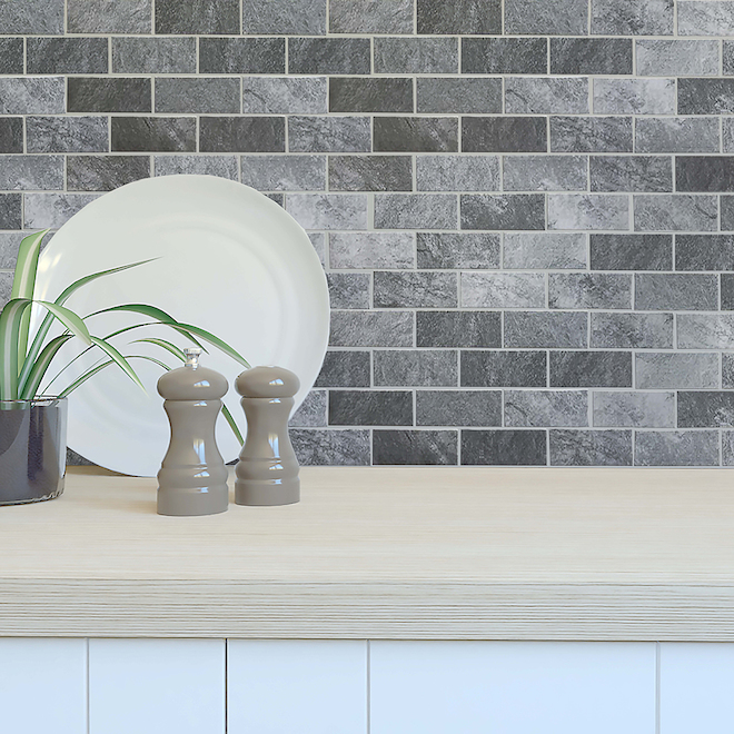 Mono Serra Grey Brick Porcelain Mosaic - 12-in x 11-in