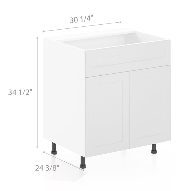 Landon & Co. ELITE Base Sink Cabinet Shaker Style with 2 Doors 30-in - White