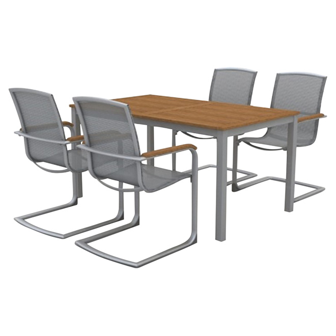 Patio Dining Set Kingsbury Grey Wood 5 Pieces 1040813720 Rona