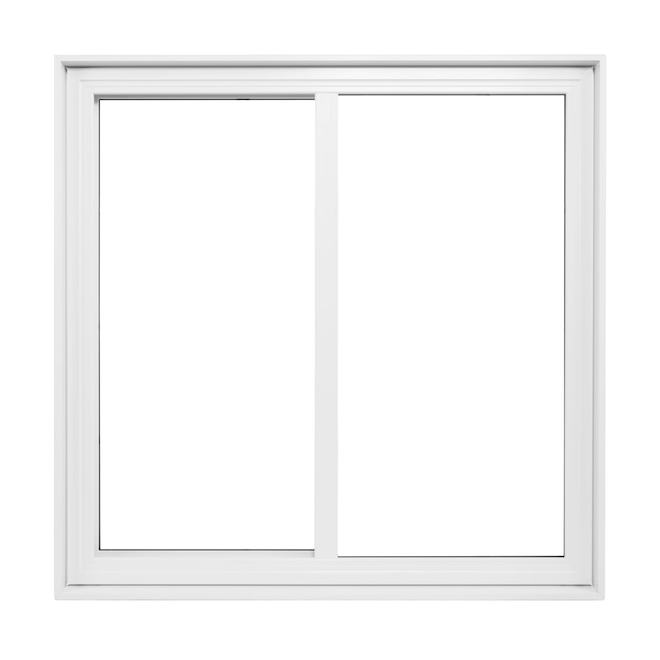 Fenêtre coulissante de Supervision, blanche, revêtement de PVC, 36 po de large x 36 po de haut