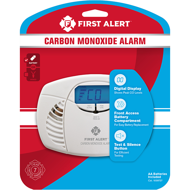 FIRST ALERT Digital Carbon Monoxide Detector Battery Operated 1039724