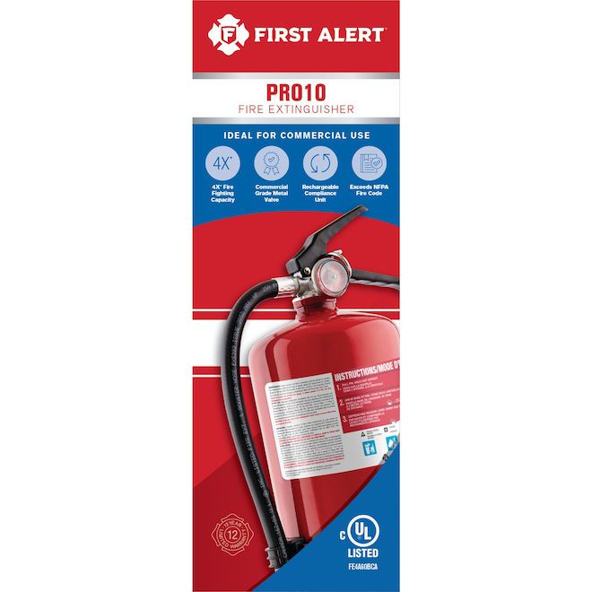 First Alert Rechargeable  Fire Extinguisher Heavy-Duty Commercial 10 lb