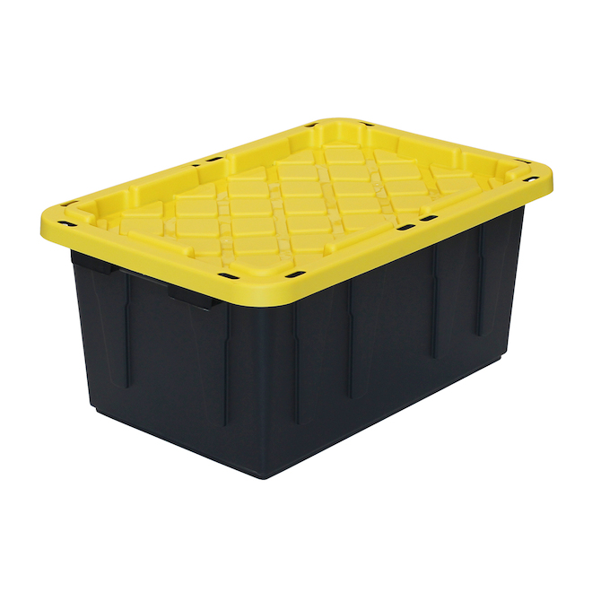 GSC Technology Heavy-Duty Storage Box - Plastique - 64-Litre - Black and Yellow