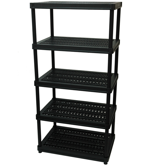 VALU+ Utility Shelving Unit in Black Plastic with 5 Shelves - 72 x 36 x 24-in