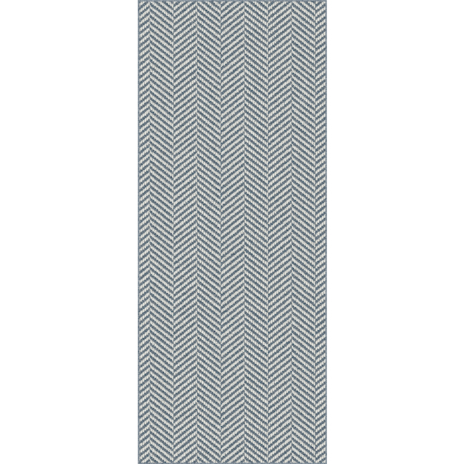 Tapis de passage Trident motif de chevrons bleu 24 po x 36 po