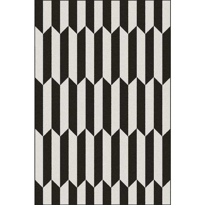 Tapis d'intérieur en polypropylène Row Roomio 48 x 72 po, noir et blanc