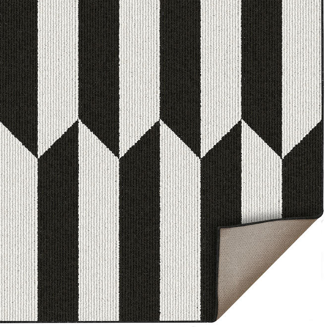 Tapis d'intérieur en polypropylène Row Roomio 48 x 72 po, noir et blanc