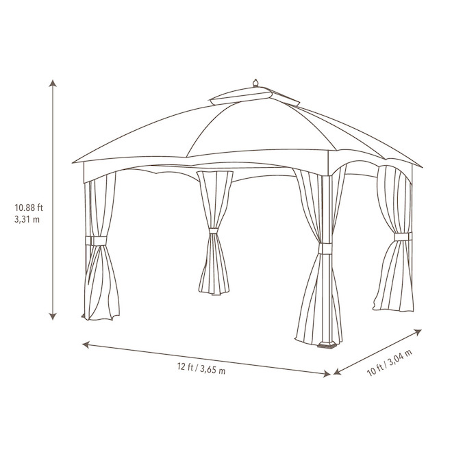 allen + roth Replacement Curtain for Gazebo - Polyester - Brown