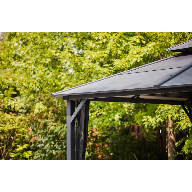 Style Selections Vented Roof Gazebo - 10-ft x 12-ft - Galvanized Steel - Grey