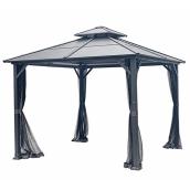 Style Selections Gazebo with Vented Roof - Galvanized Steel - 10-ft x 10-ft - Dark Grey