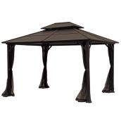 Style Selections 10-ft x 12-ft Brown Hard-Top Gazebo