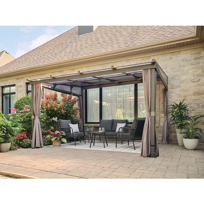 allen roth 10 x 12 ft Black Grey Galvanized Steel Gazebo TPGAZ24702 RONA