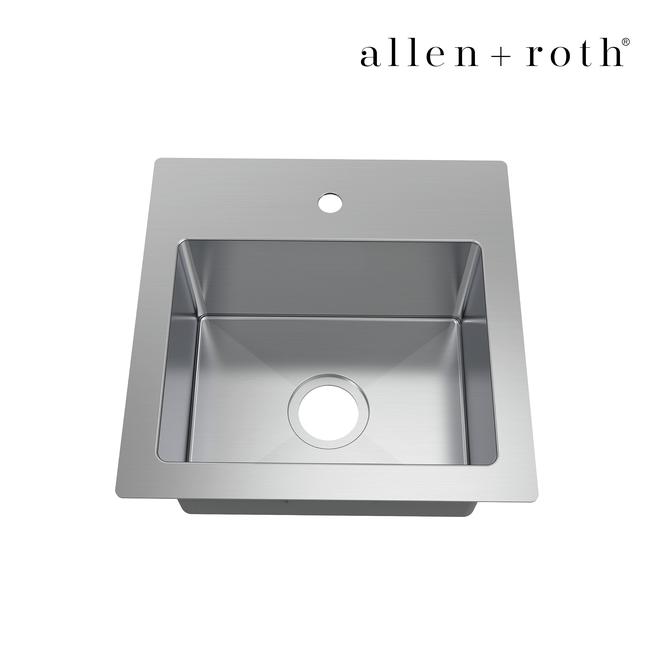 allen + roth 15 x 15-in Stainless Steel Single Bowl Drop-In/Undermount Kitchen Sink