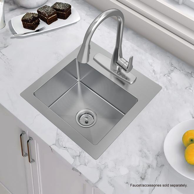allen + roth 15 x 15-in Stainless Steel Single Bowl Drop-In/Undermount Kitchen Sink