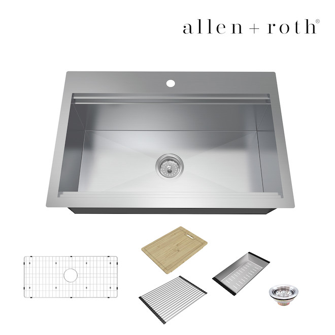 allen + roth 20-in x 31-in Stainless Steel Undermount Single Kitchen Sink