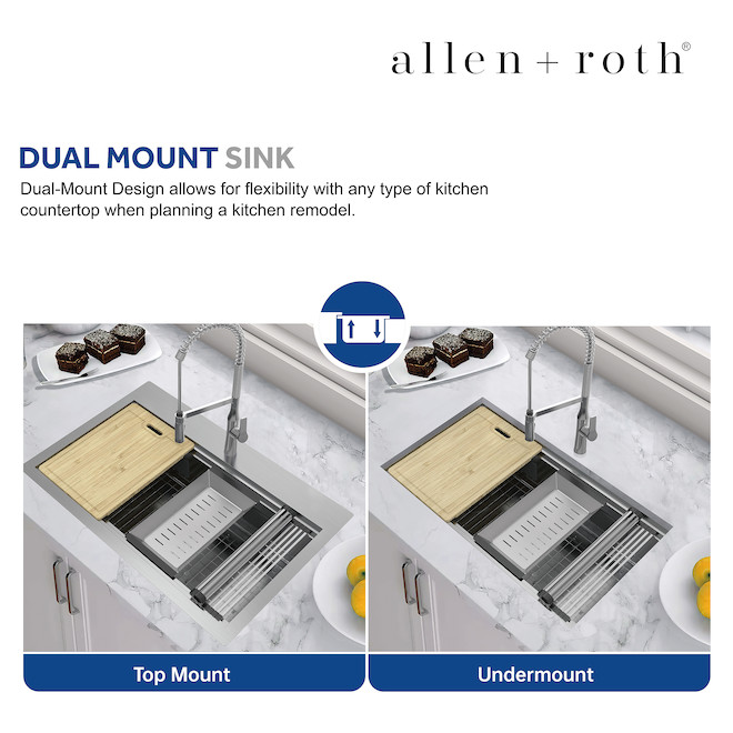 allen + roth 20-in x 31-in Stainless Steel Undermount Single Kitchen Sink