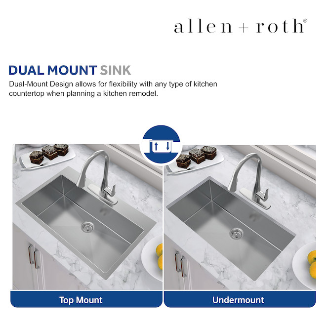 allen + roth 31-in x 20-in Stainless Steel Undermount Single Kitchen Sink
