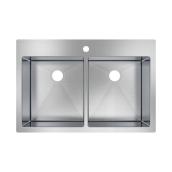 allen + roth 33-in x 22-in Undermount Stainless Steel Double Kitchen Sink