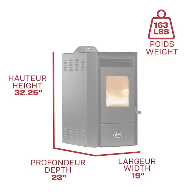 Ashley Hearth Pellet Stove w/ 40-lb Hopper and WiFi/Bluetooth Controls