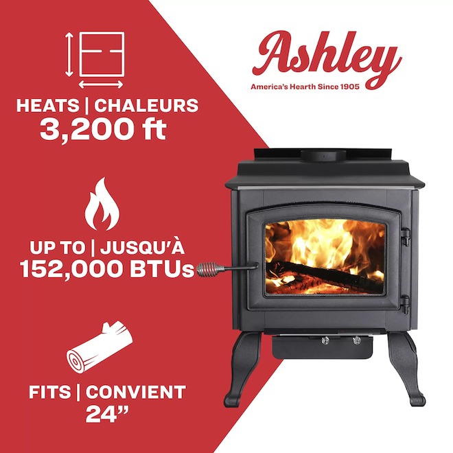 Ashley Pedestal Wood Stove 152,000 BTU