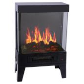 Style Selections 1500 W Electric Fireplace - 3-Side Full Glass - 5,100-BTU - 24-in H x 11.6-in W x 7.9-in D
