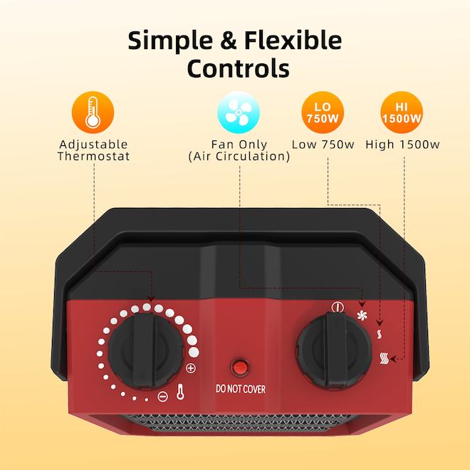 Utility Fan Heater - 2-Settings - 1,500 W - 5,100 BTU