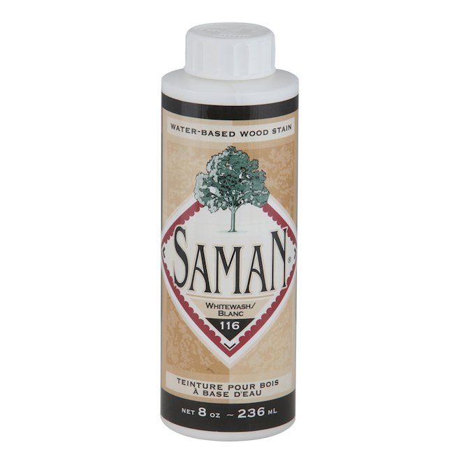 Teinture en une couche pour bois d'intérieur Saman, à base d'eau, inodore, blanc, 236 ml