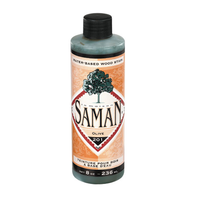 Teinture pour bois d'intérieur Saman, olive, à base d'eau, inodore, 236 ml