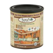 Saman One Step Wood Stain and Varnish - Dark Chestnut - Oil-Based - 946 ml