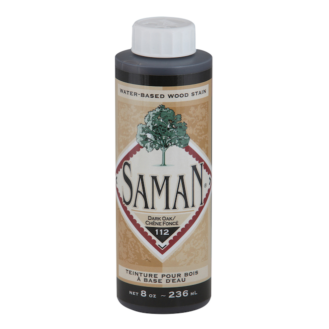Teinture pour bois d'intérieur en une couche Saman, à base d'eau, inodore, chêne foncé, 236 ml