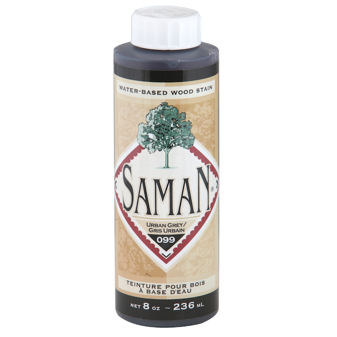 Teinture pour bois d'intérieur en une couche Saman, à base d'eau, inodore, gris urbain, 236 ml